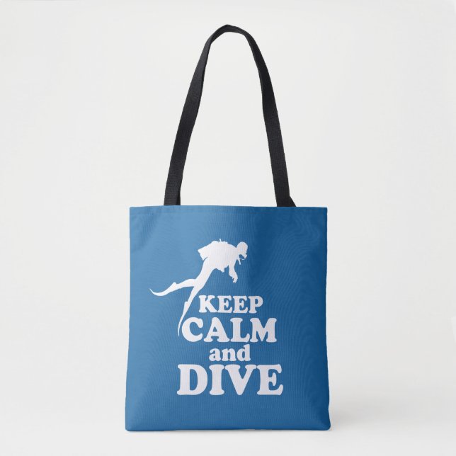Bolsa Tote Fique calmo e mergulhe (Frente)