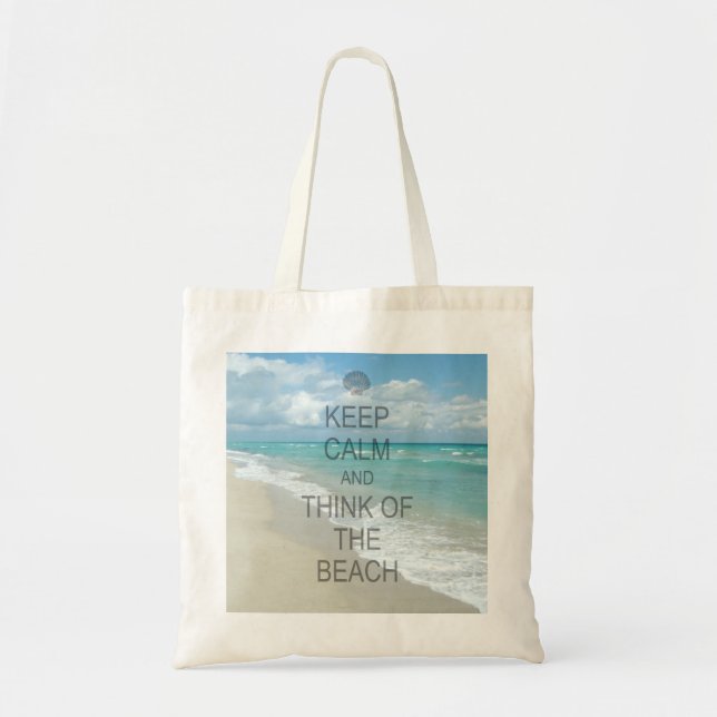 Bolsa Tote Fique calmo e pense na praia (Frente)