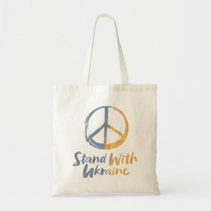 Bolsa Tote Fique Com a Ucrânia - Símbolo da Paz Sinal de Guer