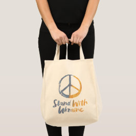Bolsa Tote Fique Com a Ucrânia - Símbolo de Paz Sinal de Libe