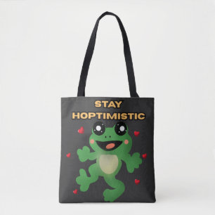 Bolsa Tote Fique Hoptimista Sapo Bonito Trocadilho Sapo Engra