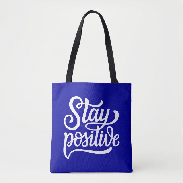 Bolsa Tote Fique Positivo Azul (Frente)