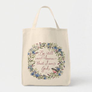 Bolsa Tote Fique quieto e saiba - Salm 46:10