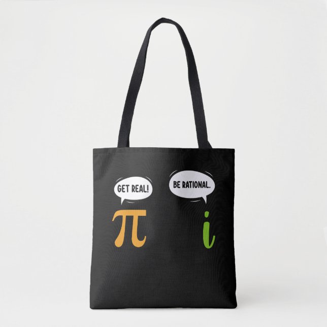 Bolsa Tote Fique Real Seja Racional Matemática Divertida Dia  (Frente)