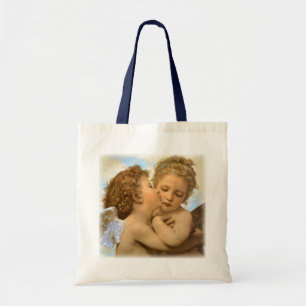 Bolsa Tote First Kiss (detalhe de anjo), de Bouguereau