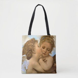 Bolsa Tote First Kiss (detalhe de anjo), de Bouguereau