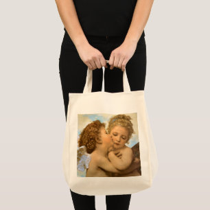 Bolsa Tote First Kiss (detalhe de anjo), de Bouguereau