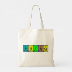 Bolsa Tote Física com nome de mesa periódico tote bag