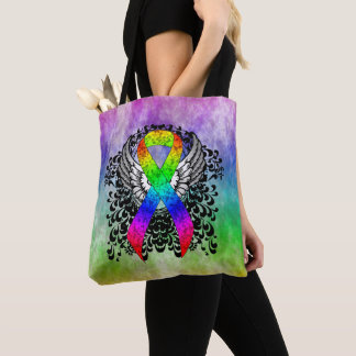 Bolsa Tote Fita Arco-íris com Asas
