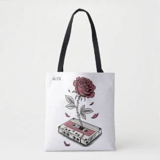 Bolsa Tote Fita Cassete Retro Rosa Nome Personalizado