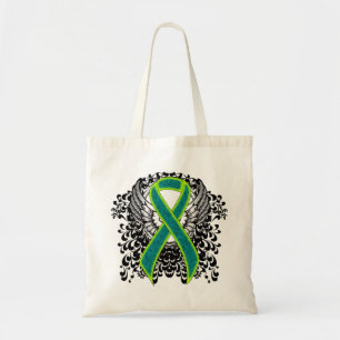 Bolsa Tote Fita da cerceta e do verde limão com asas