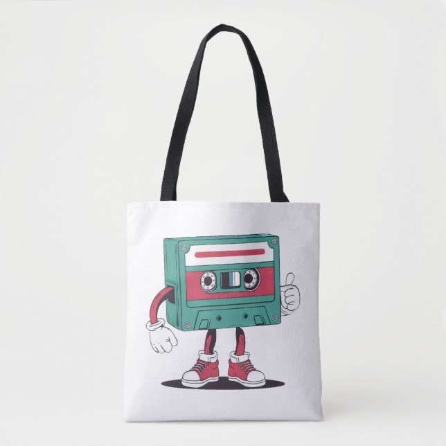 Bolsa Tote Fita de cassete retrô. (Frente)