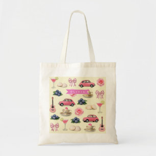 Bolsa Tote Fita de Cocktail Rosa Coquette Fofa Personalizada