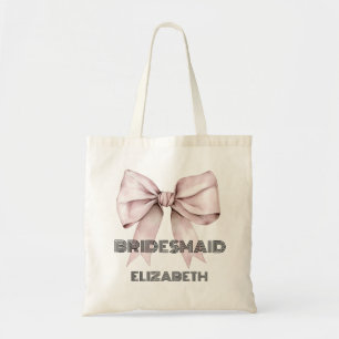 Bolsa Tote Fita de Laço Rosa Coquete Personalizada Damas de H