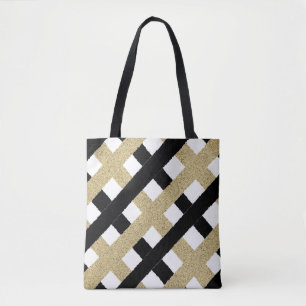 Bolsa Tote Fita de papel rasgada a preto e Dourado