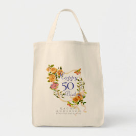 Bolsa Tote Fita de Rosa Dourada Aniversário de 50 anos