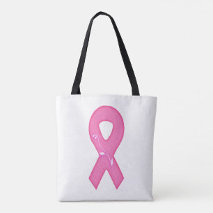 Bolsa Tote Fita De Sensibilização Do Cancer Com Flor