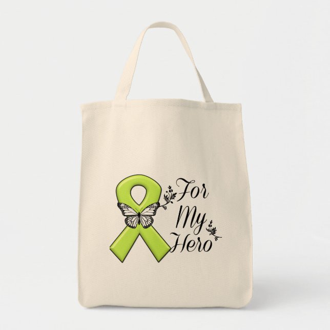 Bolsa Tote Fita De Sensibilização Do verde limão Para O Meu H (Frente)