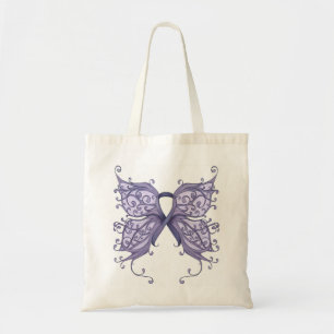 Bolsa Tote Fita do cancer da pervinca com asas da borboleta