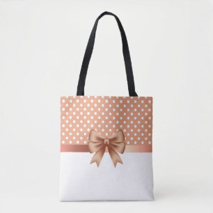 Bolsa Tote Fita Dourada rosa e Bolinhas