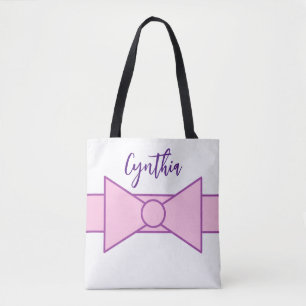 Bolsa Tote Fita rosa com branco: