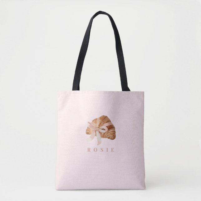 Bolsa Tote Fita Rosa Coquette Personalizada (Frente)