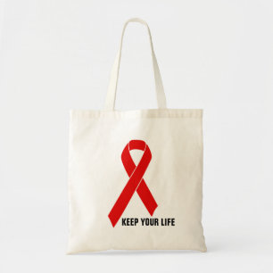 Bolsa Tote Fita vermelha da consciência + sua mensagem