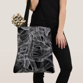 Bolsa Tote Fitas curvas pretas, destacadas por linhas gravada