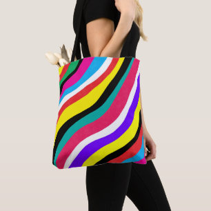 Bolsa Tote Fitas Psicodélicas Multicolores