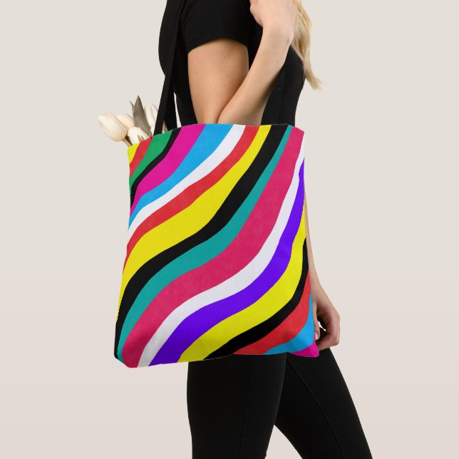 Bolsa Tote Fitas Psicodélicas Multicolores (Close Up)