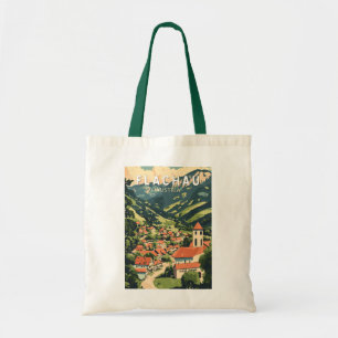 Bolsa Tote Flachau Austria Illustração Viagem Art Vintage