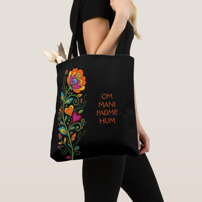 Bolsa Tote Flaire de Flor Poderosa Fronteira 19 + seu texto (Close Up)
