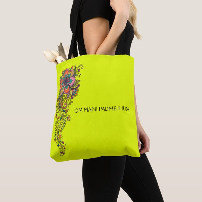 Bolsa Tote Flaire Floral Retro Border 6 + seu texto (Close Up)