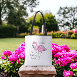 Bolsa Tote Flamingo Bachelorette, eu sou o nome da noiva de b