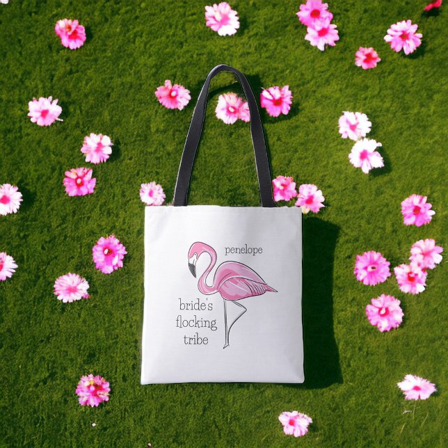 Bolsa Tote Flamingo Bachelorette - Nome da Tribo Bloqueadora (Criador carregado)