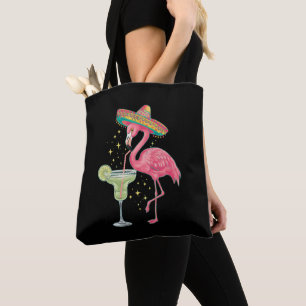 Bolsa Tote Flamingo Bebendo Margarita Poncho Mexicano Engraça
