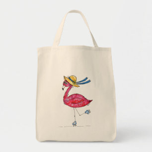 Bolsa Tote Flamingo, branco e branco, cor-de-rosa, em Skates