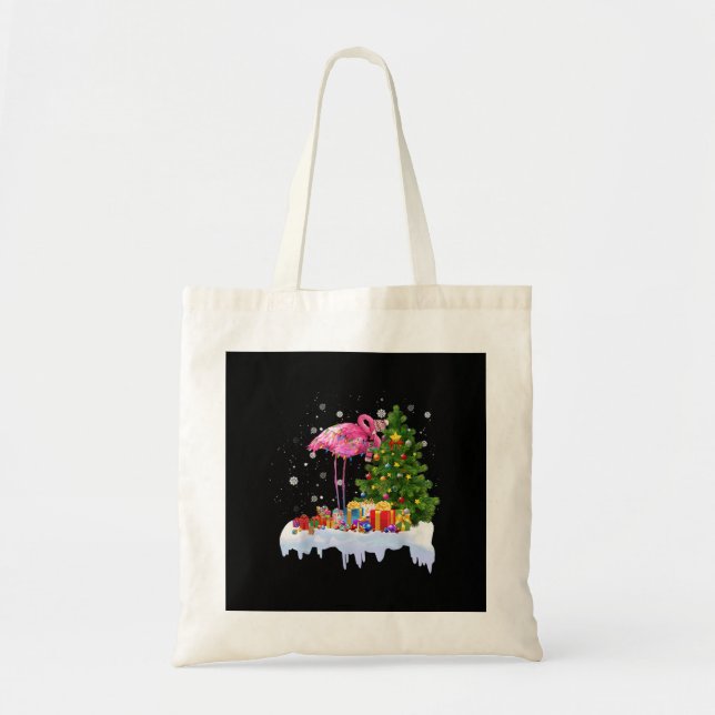 Bolsa Tote Flamingo Christmas Tree Lights (Frente)