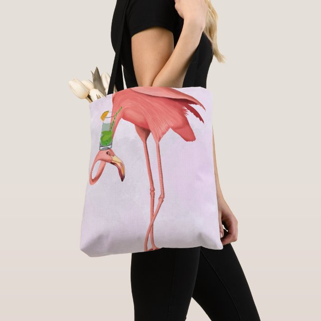 Bolsa Tote Flamingo com coquetel (Close Up)