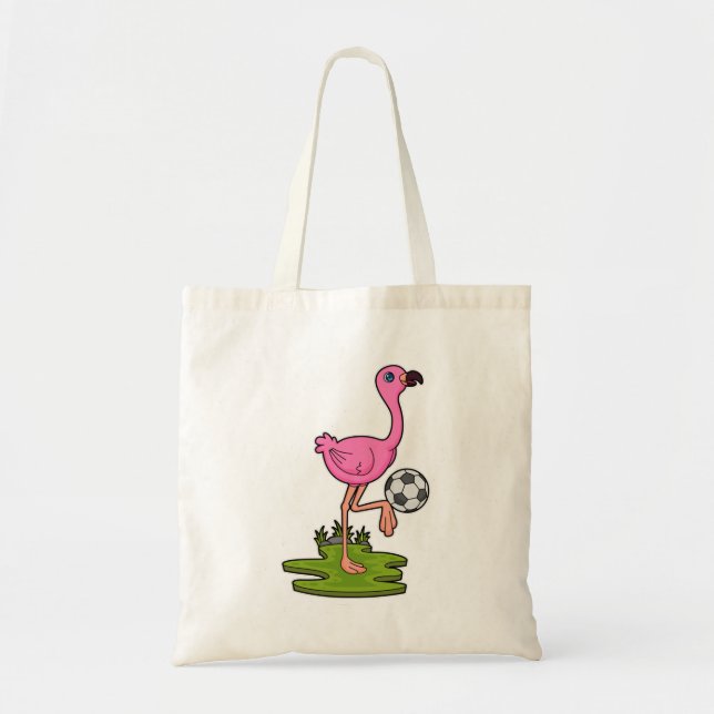 Bolsa Tote Flamingo como jogador de futebol com futebol (Frente)