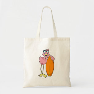 Bolsa Tote Flamingo como Surfer com Surfboard.PNG