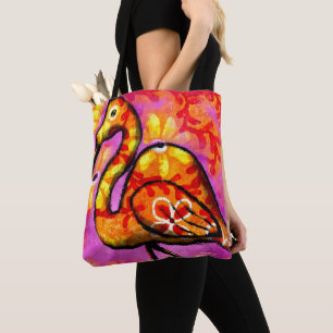 Bolsa Tote Flamingo, cor-de-rosa, Abstrato, branco,