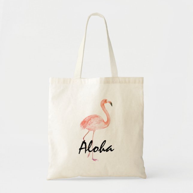 Bolsa Tote Flamingo cor-de-rosa Aloha (Frente)
