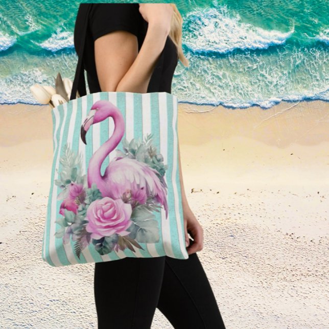 Bolsa Tote Flamingo cor-de-rosa popular na faixa horária (Room for your towel, hat and book!)
