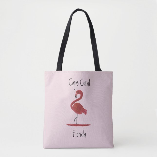 Bolsa Tote Flamingo - coral Florida do cabo (Frente)