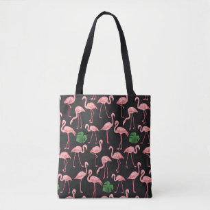 Bolsa Tote Flamingo Elegance: Fusão de Monstera Vintage.