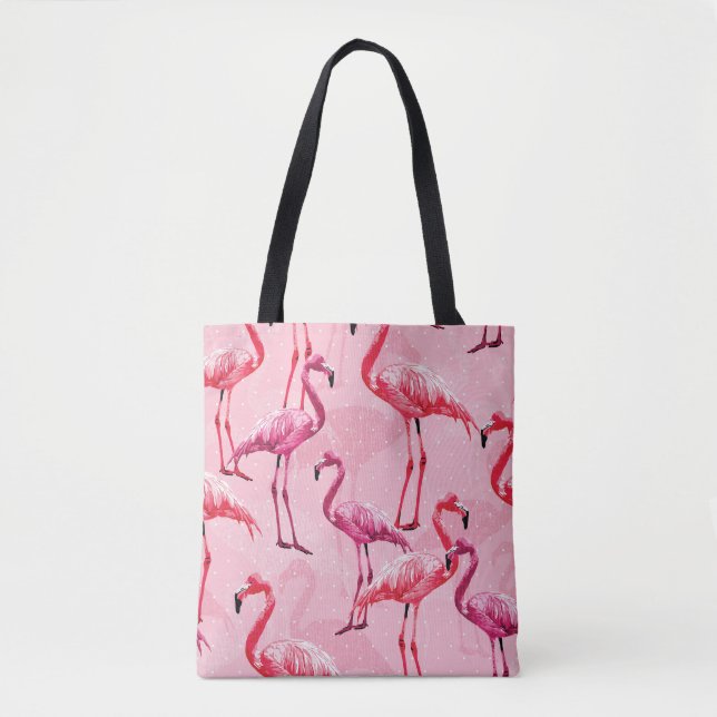 Bolsa Tote Flamingo Elegance: Padrão de Pássaro Rosa. (Frente)