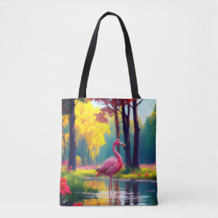 Bolsa Tote Flamingo em Pé no Lago-36547