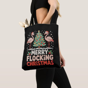 Bolsa Tote Flamingo Feliz Flocando Natal Engraçado Xmas