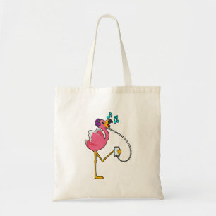 Bolsa Tote Flamingo na Música com Fone de Ouvido